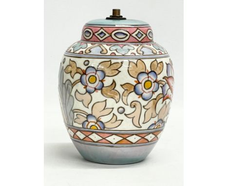 A Charlotte Rhead pottery table lamp. 17.5cm 