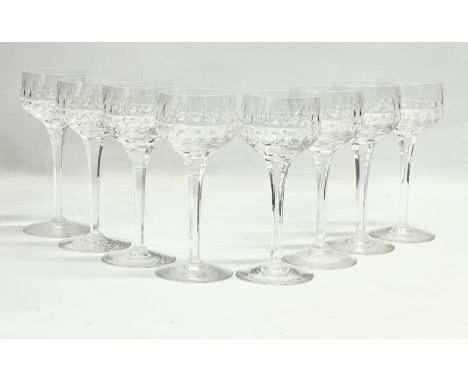 A set of 8 tall vintage crystal wine glasses. 18cm 