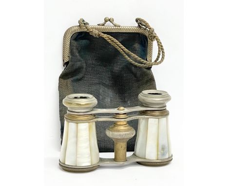 A pair of vintage Mother of Pearl opera glasses and case. 