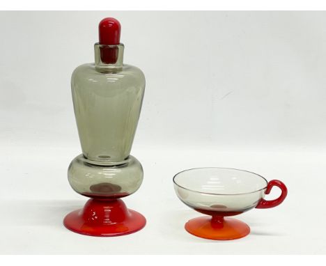 A rare 1930’s Norwegian decanter and matching glass designed by Sverre Pettersen. 24cm 