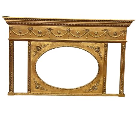 A large vintage Regency style gilt framed over-mantle mirror. 132x82cm 