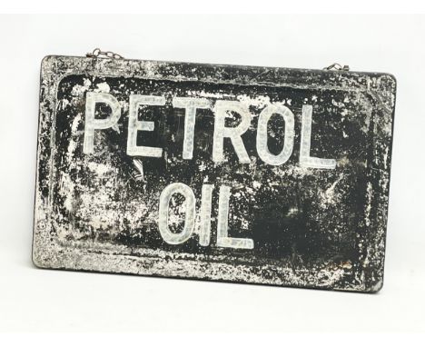 A vintage enamel Petrol Oil sign. 58.5x35.5cm 