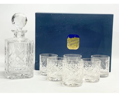 An Inverness Crystal drinks set with box. An Inverness Crystal decanter 10x25cm, inscribed ‘Belfast Benevolent Society of St 
