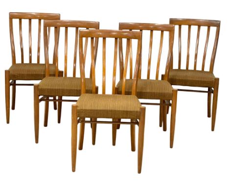 A set of 5 Mid Century ladder back dining chairs. 