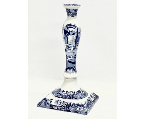 A large Spode ‘Italian’ blue and white porcelain candlestick. 16x16x32cm 
