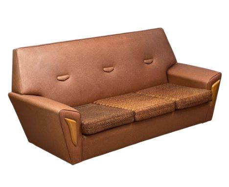 A Mid Century faux leather 3 seater sofa. 183cm. 