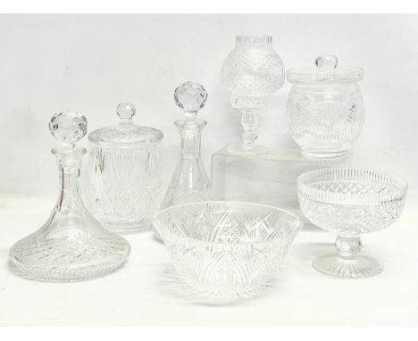 A collection of Tyrone Crystal. Including a ‘Slieve Donard’ ships decanter, a ‘Slieve Donard’ decanter, Slieve Donard jar wit