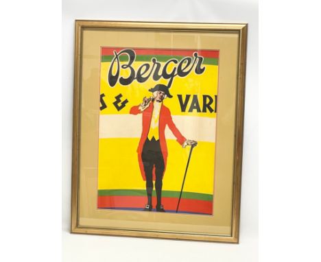 A large vintage ‘Berger’ French wine advertising poster. 69x88cm 