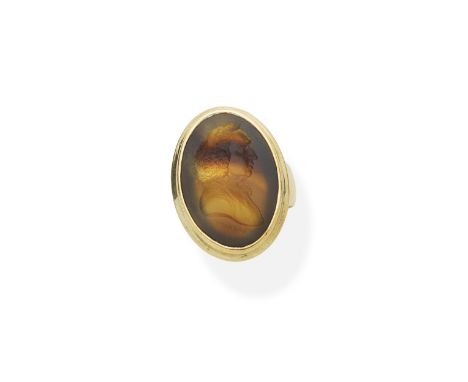 Agate portrait intaglio, by William Barnett, late 18th centuryOval, depicting the profile of Dr Samuel Johnson (1709-1784), f