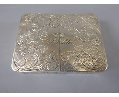 An 19th Century Austria-Hungarian Double Silver Snuff Box, with incised foliate decoration and inscribed 'Clotilde', approx 5
