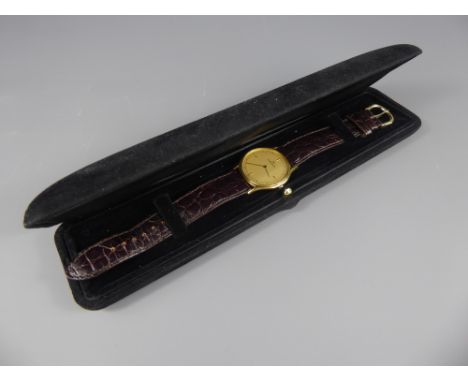 A Gentleman's 18ct Gold Jaeger-LeCoultre Wrist Watch, the watch case nr 140.12.1 1608970, the watch having baton numerals to 