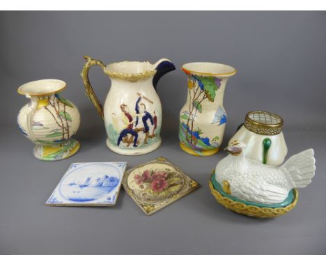 Miscellaneous porcelain and glass, including five English soap dishes with covers, a white Royal Worcester funnel, two Art De
