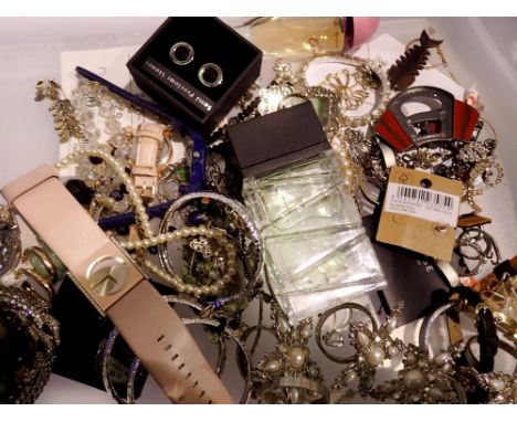 Selection of various ladies costume jewellery, perfume and fashion wristwatches. UK P&amp;P Group 2 (£20+VAT for the first lo