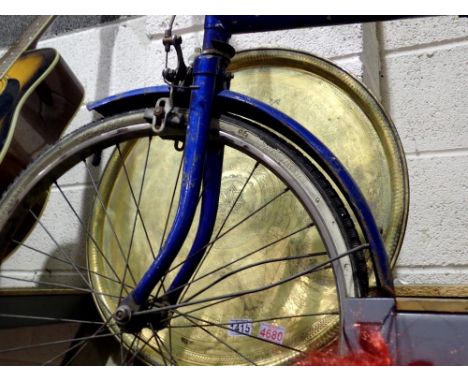 Brass charger, D: 57 cm, with Egyptian etching. Not available for in-house P&amp;P