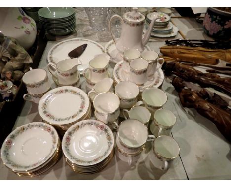 Sixty four pieces of Paragon Belinda pattern tea and coffee ware. Not available for in-house P&amp;P 
