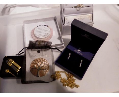 Mixed, mainly boxed, costume jewellery, including Swarovski earrings. UK P&amp;P Group 1 (£16+VAT for the first lot and £2+VA