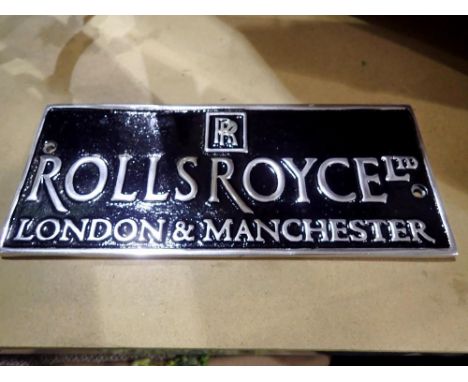 Cast aluminium Rolls Royce sign, L: 30 cm. UK P&amp;P Group 1 (£16+VAT for the first lot and £2+VAT for subsequent lots)