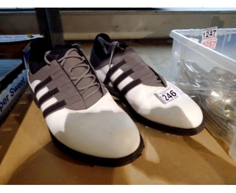 Pair of Adidas golfing shoes, used, UK size 8. UK P&amp;P Group 2 (£20+VAT for the first lot and £4+VAT for subsequent lots)
