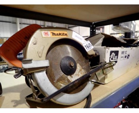 Elu 800w angle grinder and assorted discs and a Makita 160mm circular saw. All electrical items in this lot have been PAT tes