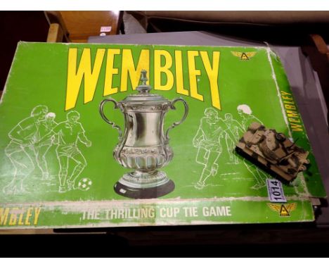 Vintage Wembley board game and a Corgi tank, appears in good order. Not available for in-house P&amp;P