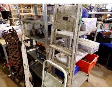 Six rung aluminium step ladder and a smaller three rung ladder. Not available for in-house P&amp;P 