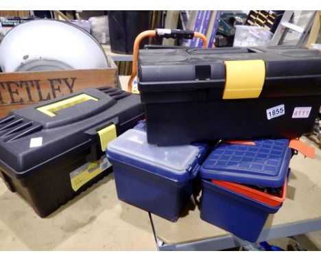 Four toolboxes and contents, tools, artist materials, audio cables. Not available for in-house P&amp;P