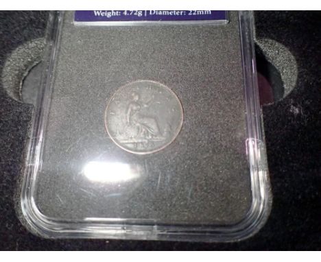 Slabbed young head Victorian farthing. UK P&amp;P Group 1 (£16+VAT for the first lot and £2+VAT for subsequent lots) 