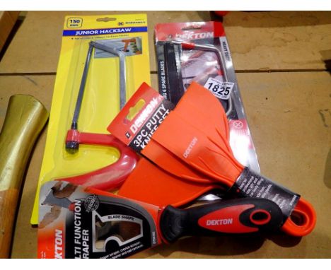 Mixed tools to include a Marksman hacksaw, factory sealed. Not available for in-house P&amp;P