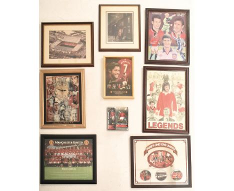 A collection of vintage Man U Manchester United football memorabilia. The lot to include a 2004 Manuto Roy Keane figurine in 