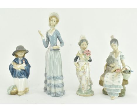 A collection of four Nao &amp; Lladro bone china porcelain figurines. The lot comprising Nao 1985 Daisa, Nao 1978 Daisa, anot