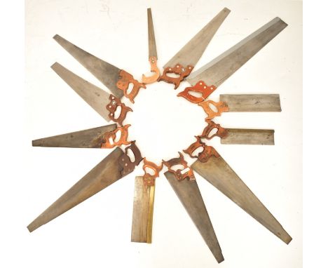 Carpentry &amp; woodworking. A collection of twelve early 20th century &amp; later wood-working saws of varying sizes, most w