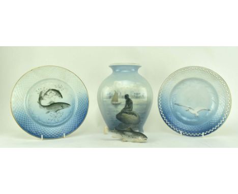 Royal Copenhagen and B&amp;G - a collection of four pieces of 20th century porcelain. The lot comprising a Royal Copenhagen m