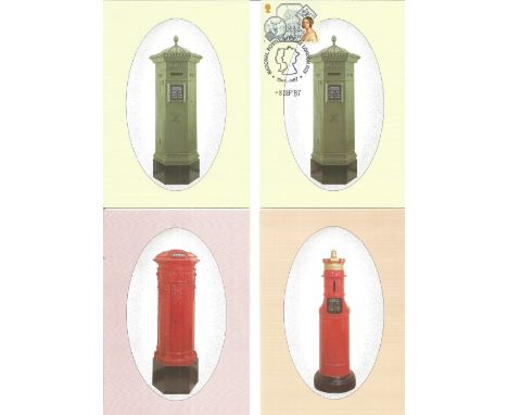 9 National Postal Museum Post Box Postcards Including First Day Of issue Stamps And Postmarks On 6 Cards - Unwritten. We comb