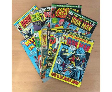 Marvel and DC collection of 10 vintage 1960s/ 1970s comic books including iconic titles: Daredevil, The Green Arrow and Manhu