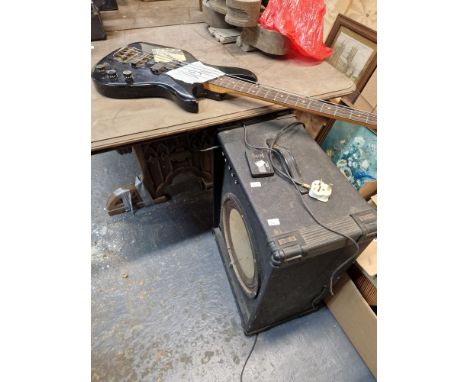 AN AQUARIUS BASE GUITAR AND A MARLIN BASS AMPLIFIER. 
