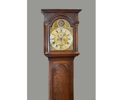 A late 18c eight day longcase clock, the 12 arched brass dial signed William Salmon, Horncastle and having urn spandrels, sca