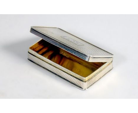 A William IV silver table snuff box of rectangular form, engine turned and with gilt lined interior, makers mark for Nathanie