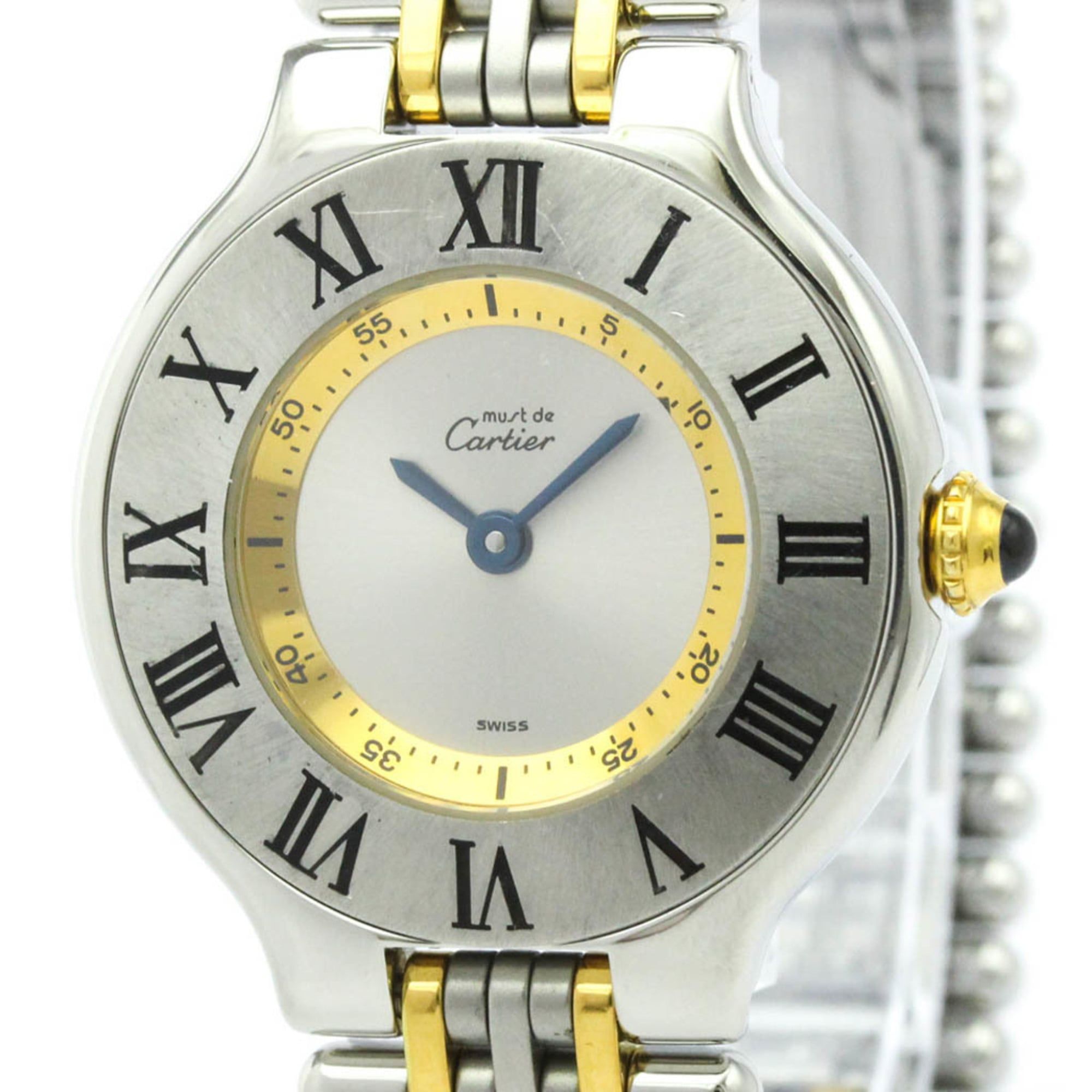 CARTIER Must 21 Gold Plated Steel Quartz Ladies Watch W10075F4 Polished