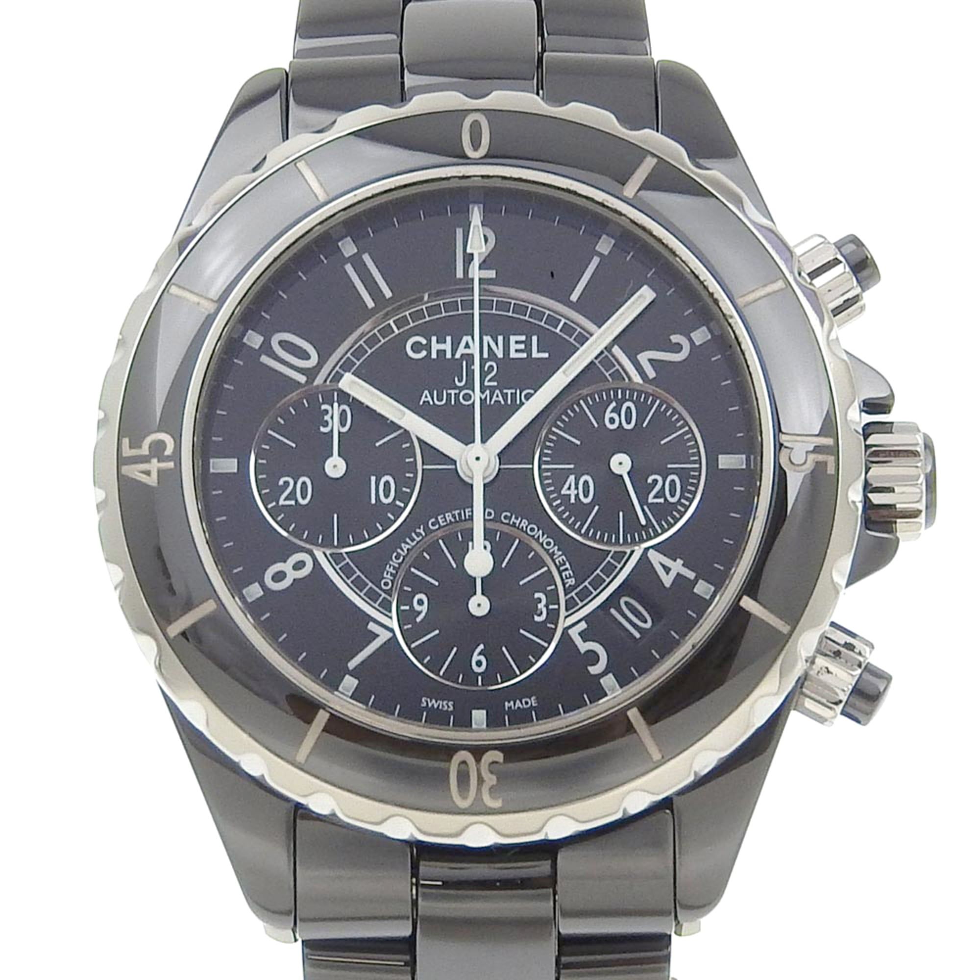 CHANEL J12 Watch H0940 Ceramic Automatic Chronograph Black Dial Men's