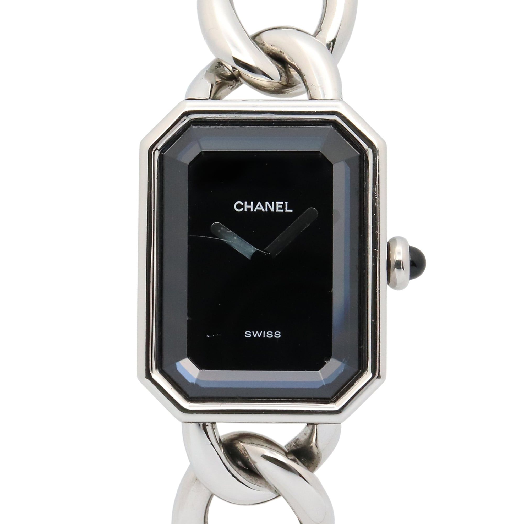 CHANEL Premiere L Watch, Stainless Steel, Women's, Black, H0452