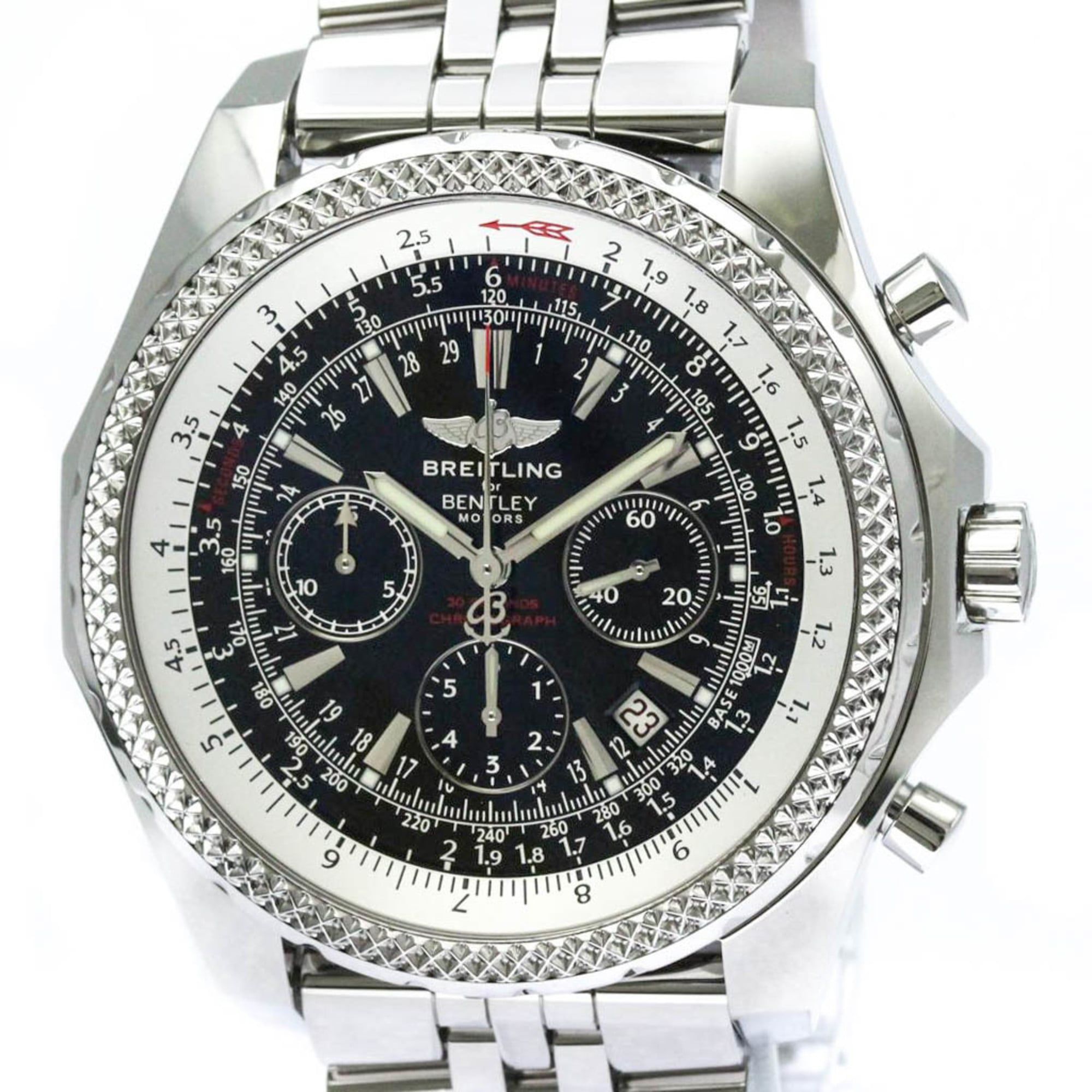 BREITLING Bentley Motors Steel Automatic Mens Watch A25362 Polished