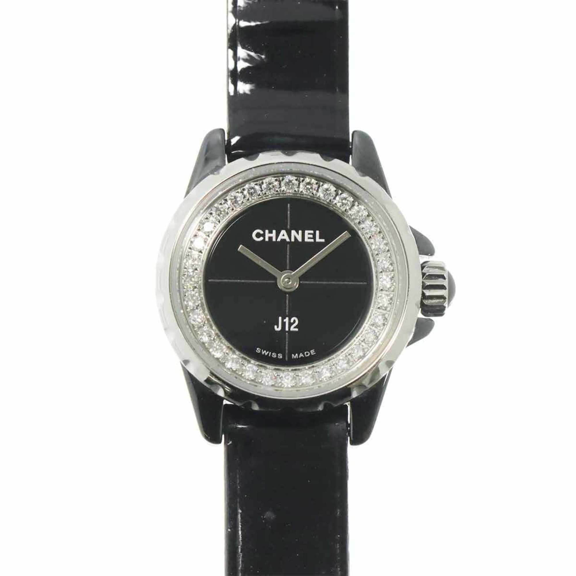 CHANEL J12 XS H4663 Women's Diamond Bezel Black Ceramic Quartz Watch