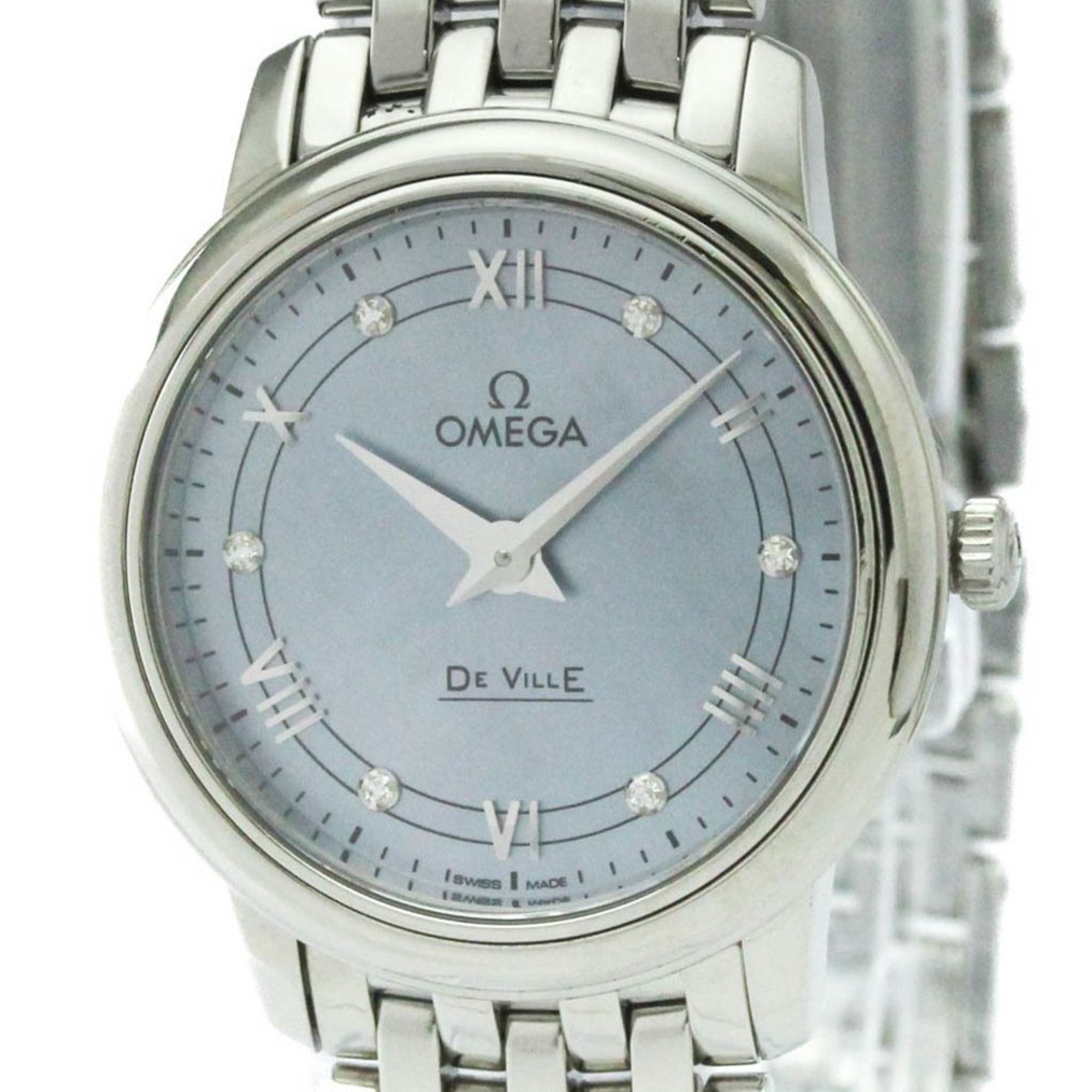 OMEGA De Ville Prestige Diamond MOP Steel Quartz Ladies Watch 424.10.27.60.57.00ï»¿1