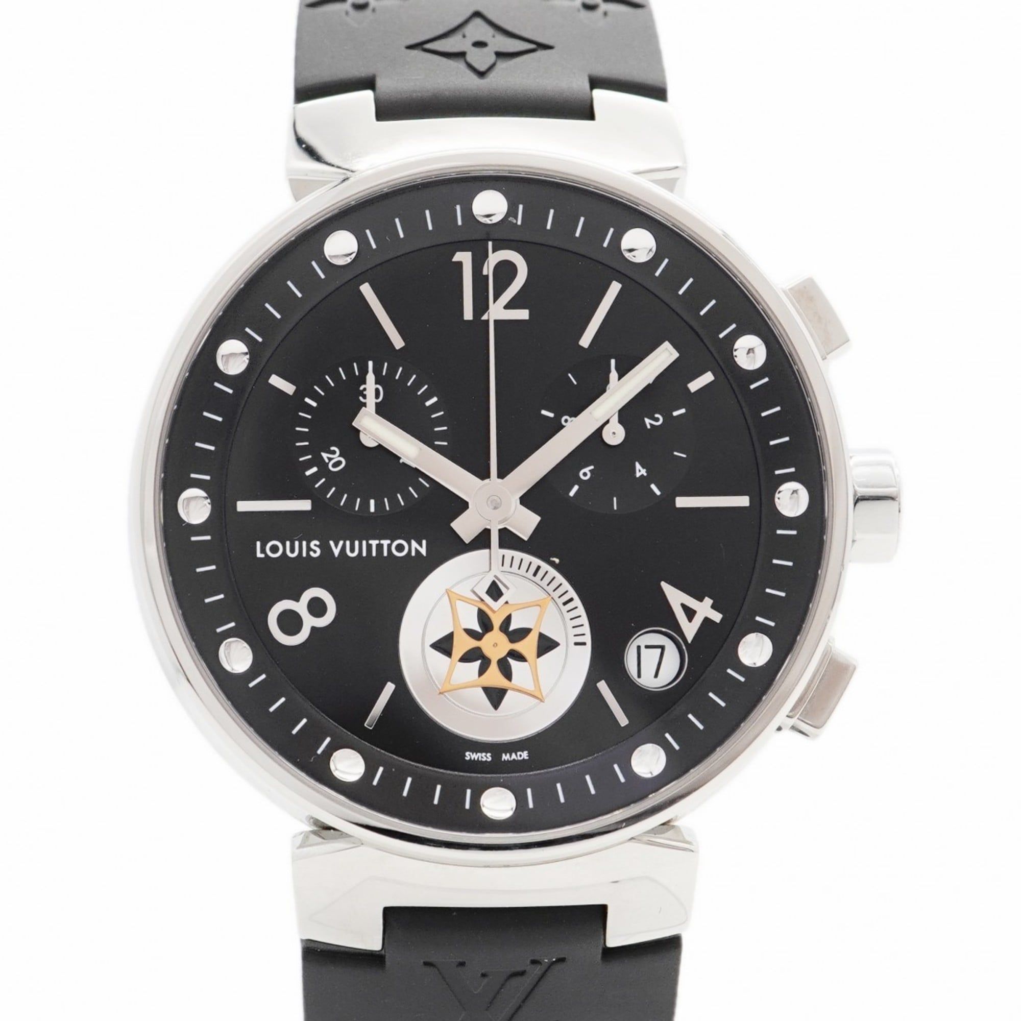 Louis Vuitton Tambour Moonstar GM Q8D11 Black Dial Men's Watch