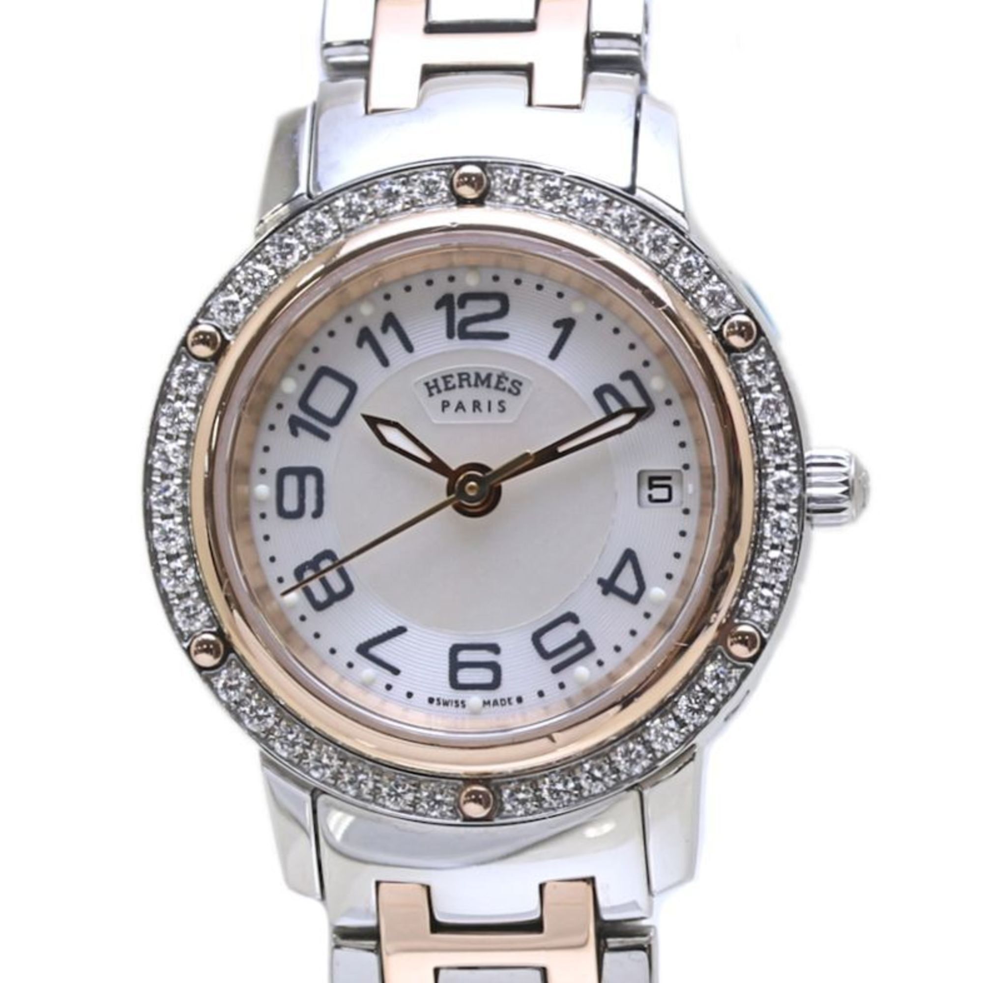HERMES Clipper NacrÃ© Classic Bezel Diamond CP1.222.212 4970 035323WW00 Women's Watch in PGP (Pink G