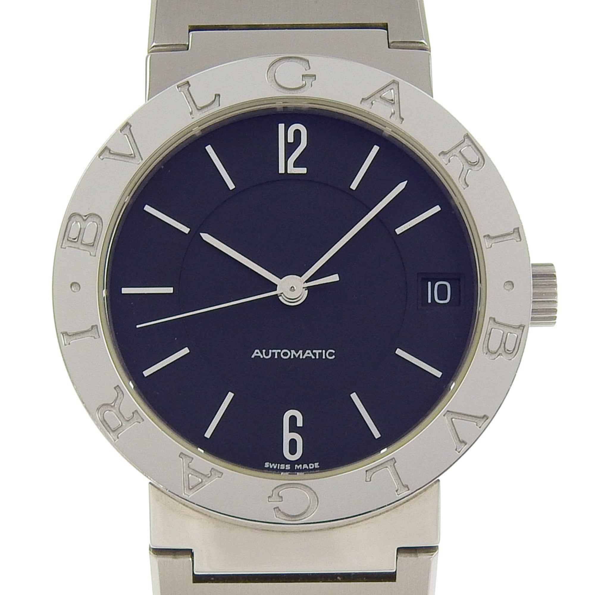 BVLGARI Wristwatch Date BB33SS Stainless Steel Automatic Black Dial Bvlgari Boys