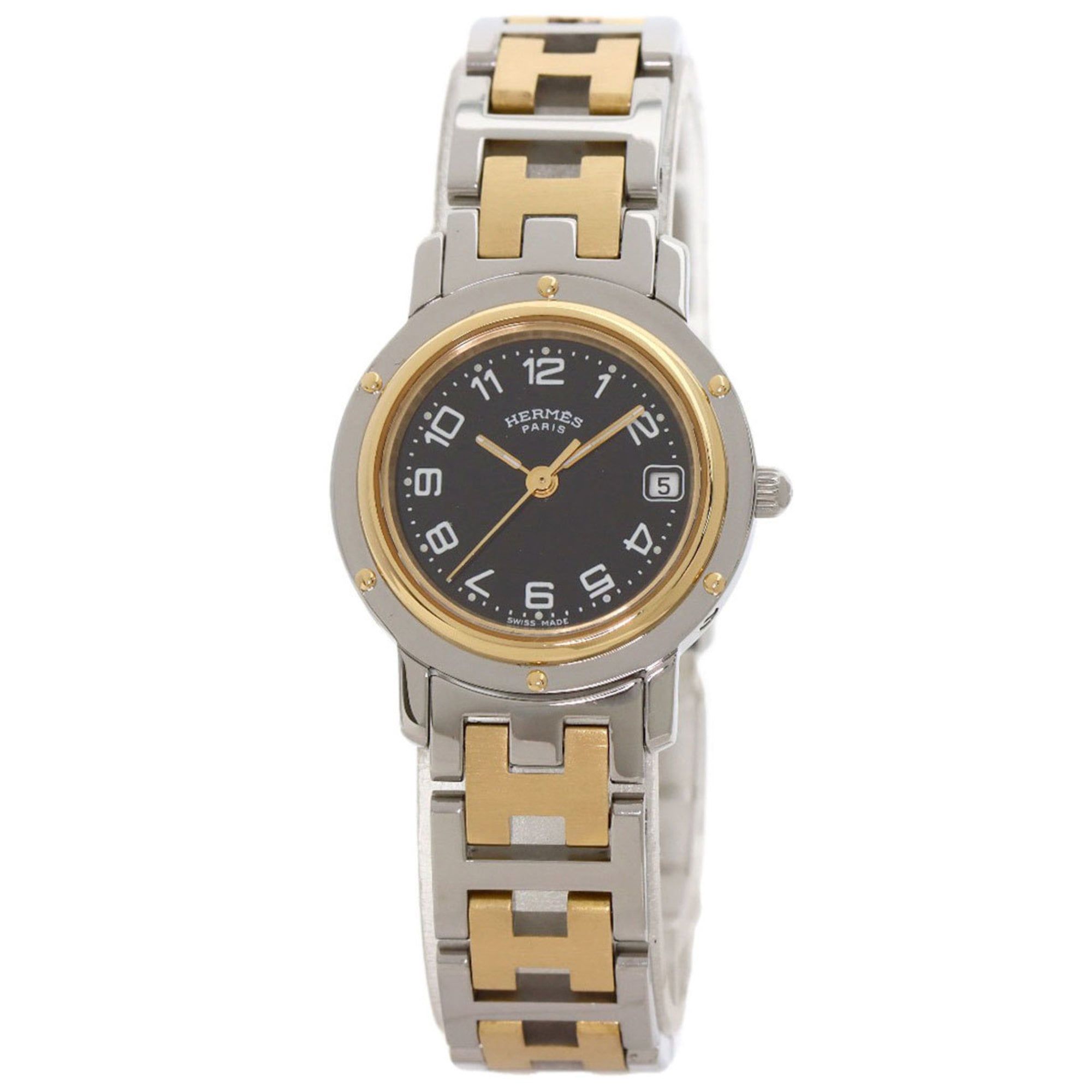Hermes Clipper Watch Stainless Steel SSxGP Ladies HERMES