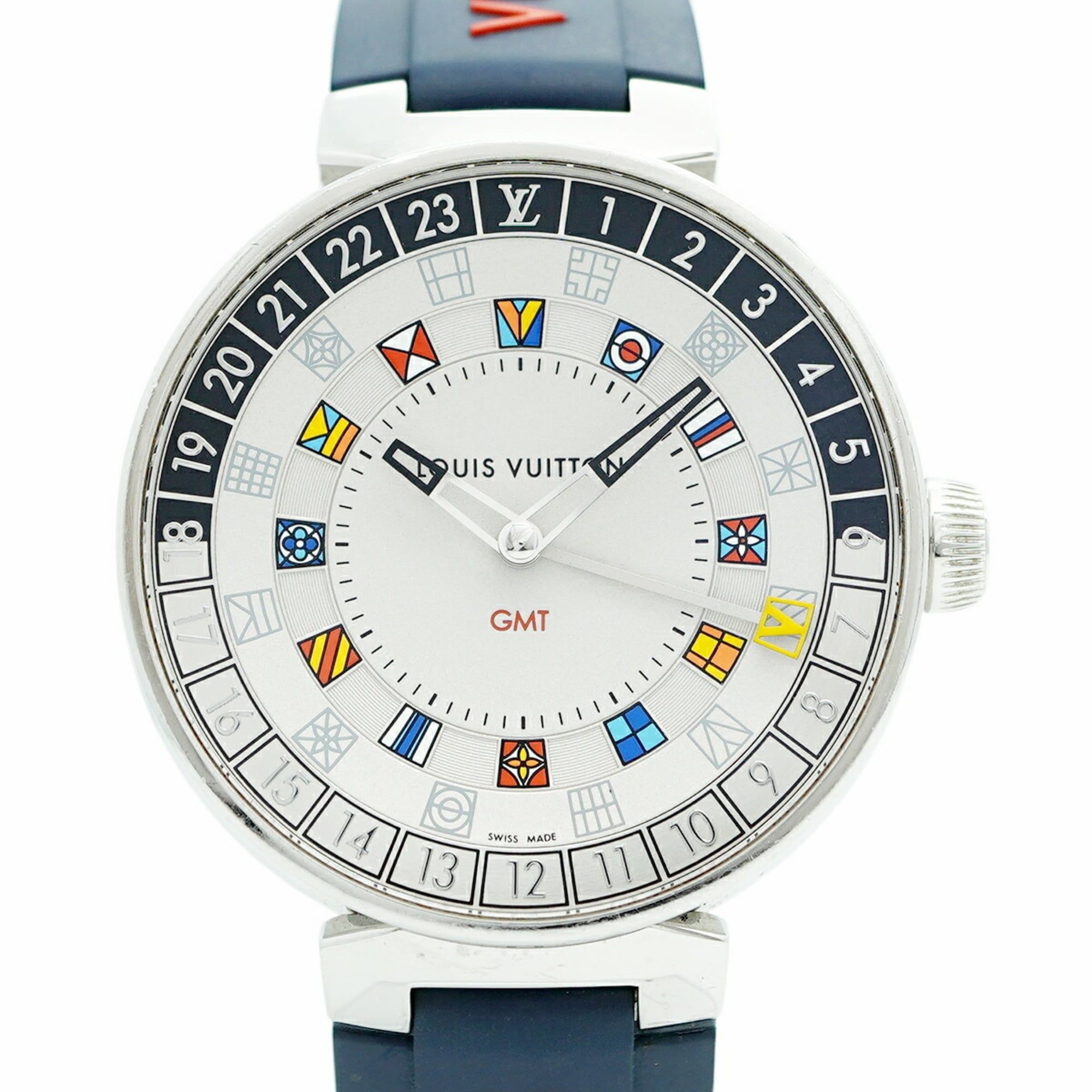 Louis Vuitton Tambour QA096 Silver Dial Men's Watch