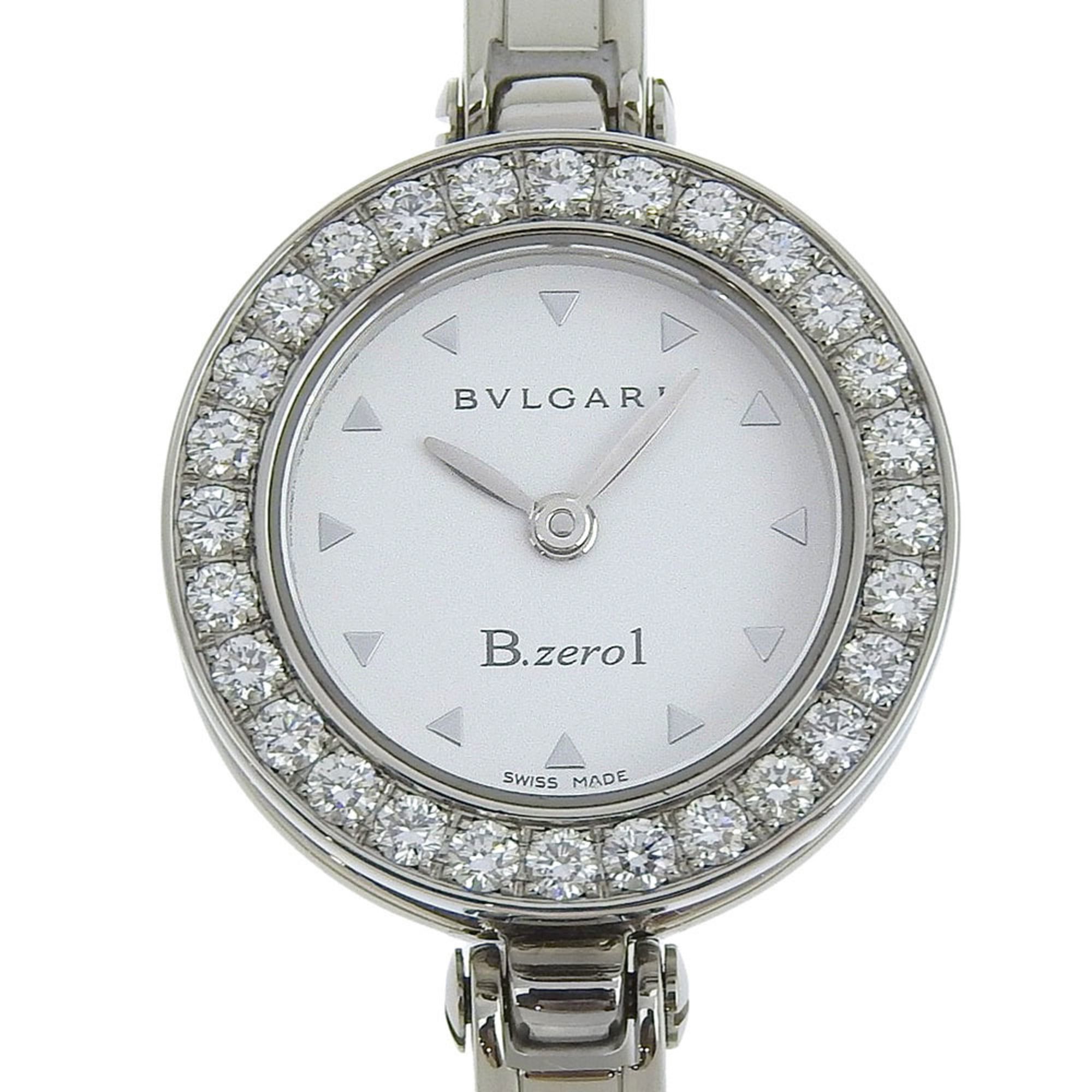Like new BVLGARI B.zero1 BZ22S women's watch with white dial, diamond bezel, stainless steel quartz