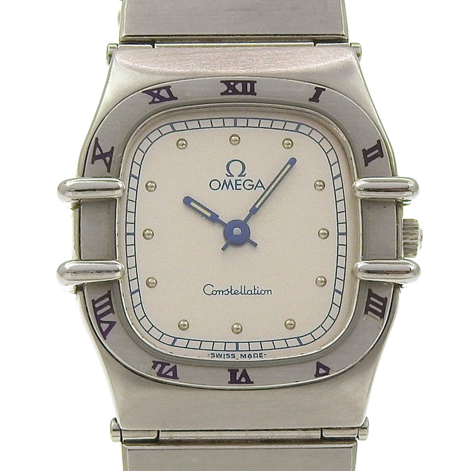 OMEGA Constellation Women's Watch, Stainless Steel, Quartz Movement, Analog Display, Silver Dial